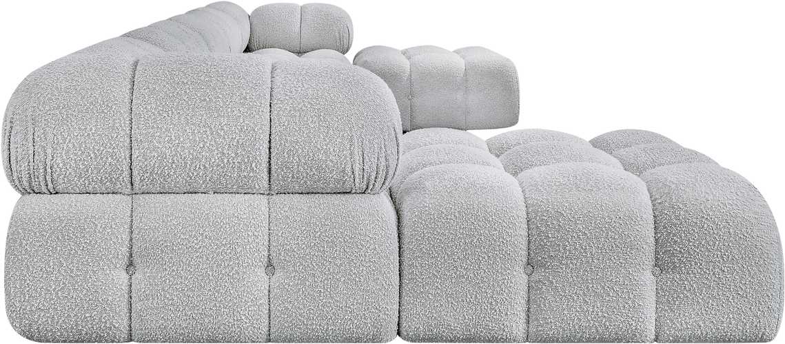 Meridian Furniture - Ames 170" Grey Boucle Fabric Upholstered 7pc. Sectional - 611Grey-Sec7B - GreatFurnitureDeal