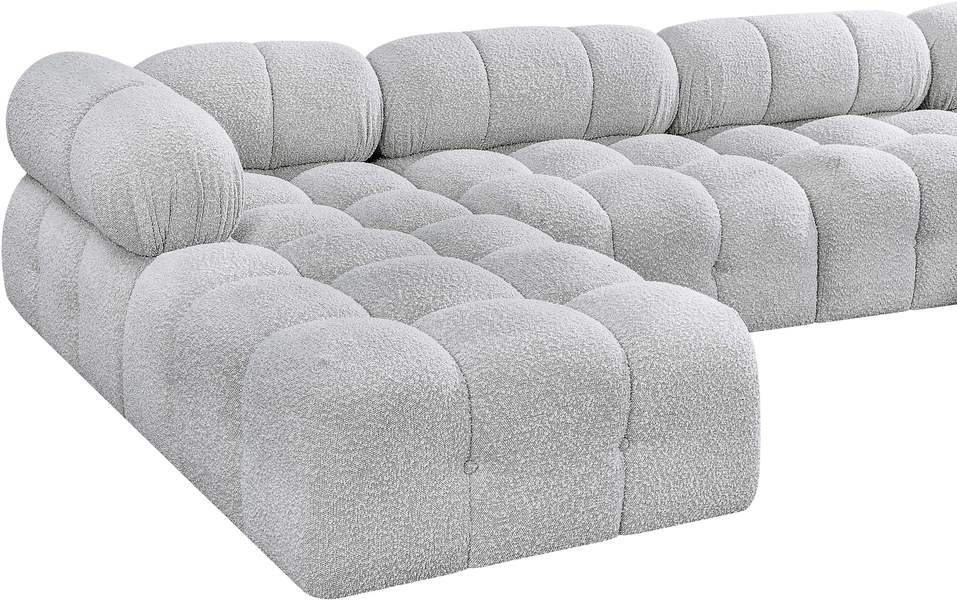 Meridian Furniture - Ames 170" Grey Boucle Fabric Upholstered 7pc. Sectional - 611Grey-Sec7B - GreatFurnitureDeal