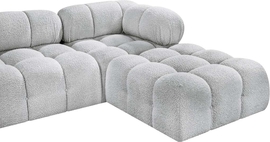 Meridian Furniture - Ames 170" Grey Boucle Fabric Upholstered 7pc. Sectional - 611Grey-Sec7B - GreatFurnitureDeal