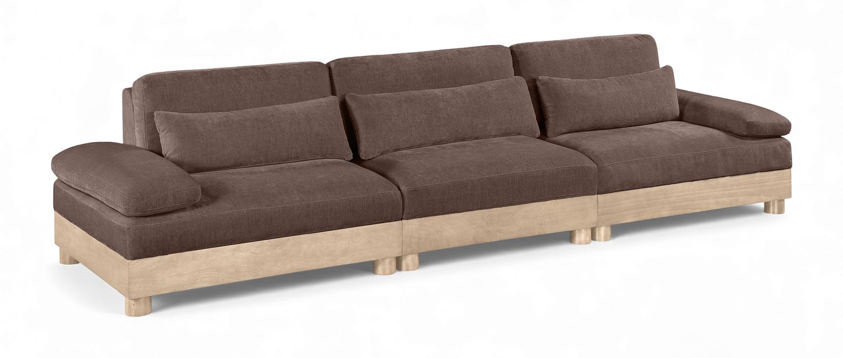 Meridian Furniture - Turin 135.5" Brown Chenille Fabric Upholstered 3pc. Modular Sofa - 612Brown-S3A - GreatFurnitureDeal