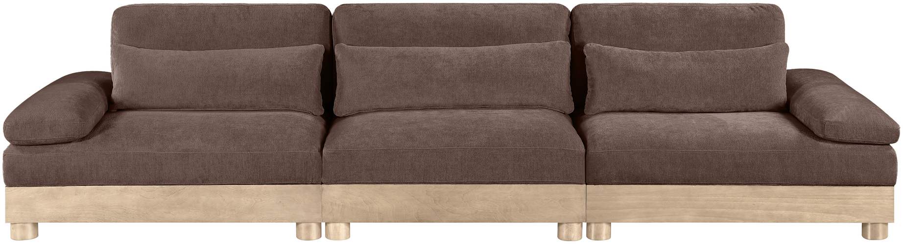 Meridian Furniture - Turin 135.5" Brown Chenille Fabric Upholstered 3pc. Modular Sofa - 612Brown-S3A - GreatFurnitureDeal