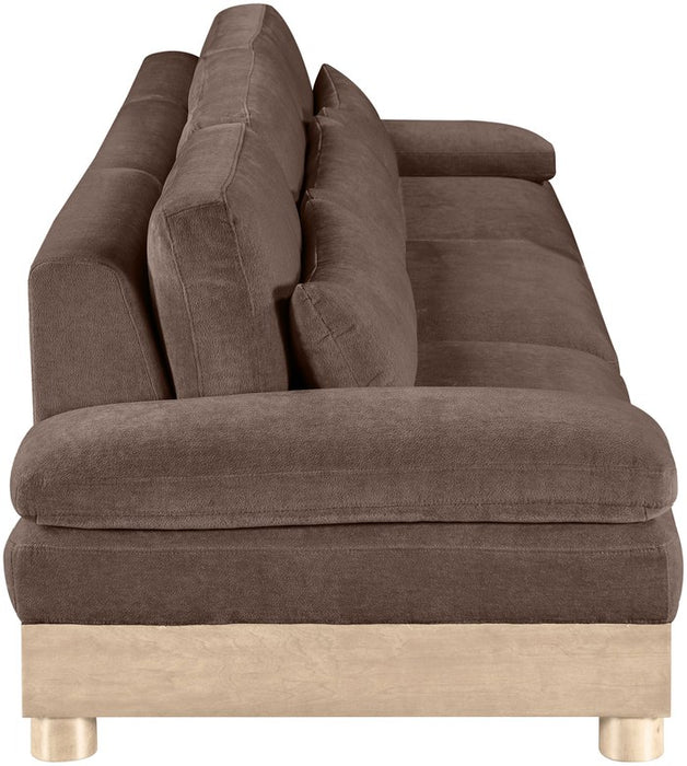 Meridian Furniture - Turin 135.5" Brown Chenille Fabric Upholstered 3pc. Modular Sofa - 612Brown-S3A - GreatFurnitureDeal