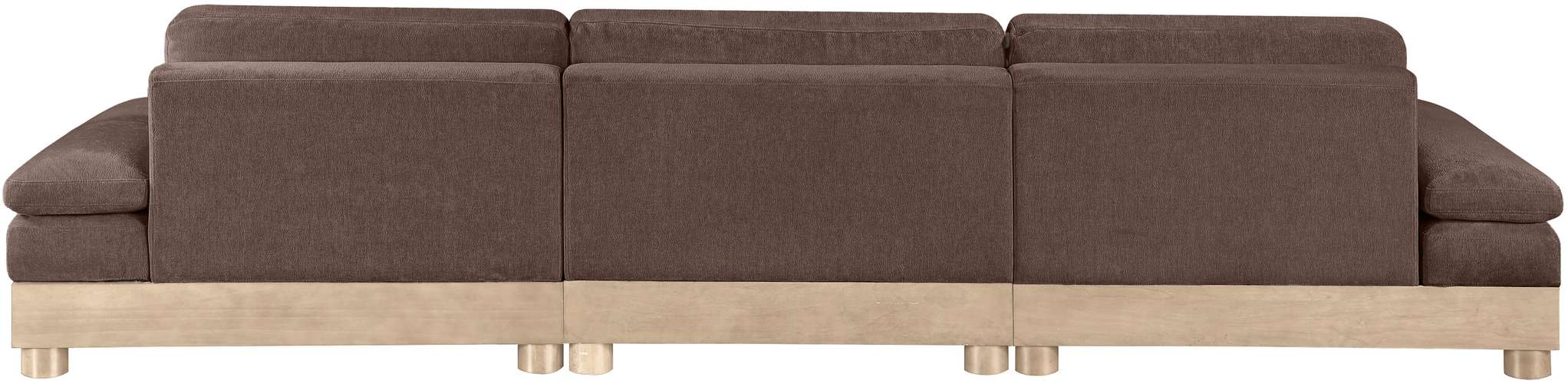 Meridian Furniture - Turin 135.5" Brown Chenille Fabric Upholstered 3pc. Modular Sofa - 612Brown-S3A - GreatFurnitureDeal