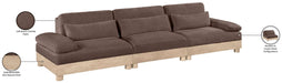 Meridian Furniture - Turin 135.5" Brown Chenille Fabric Upholstered 3pc. Modular Sofa - 612Brown-S3A - GreatFurnitureDeal