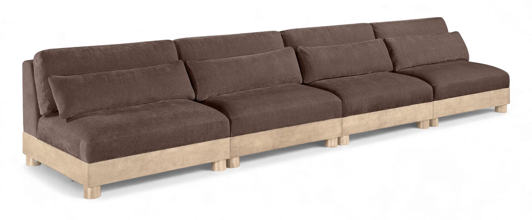 Meridian Furniture - Turin 160" Brown Chenille Fabric Upholstered 4pc. Modular Sofa - 612Brown-S4B - GreatFurnitureDeal