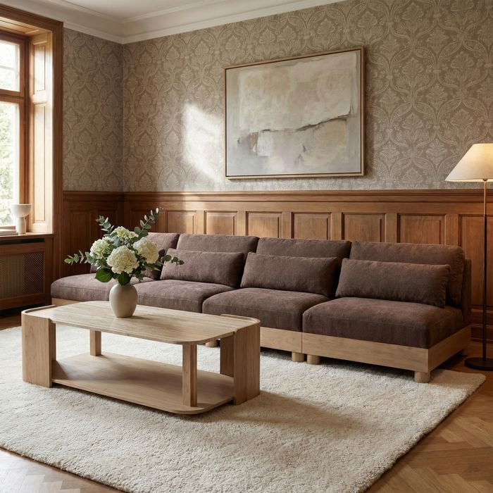 Meridian Furniture - Turin 160" Brown Chenille Fabric Upholstered 4pc. Modular Sofa - 612Brown-S4B - GreatFurnitureDeal