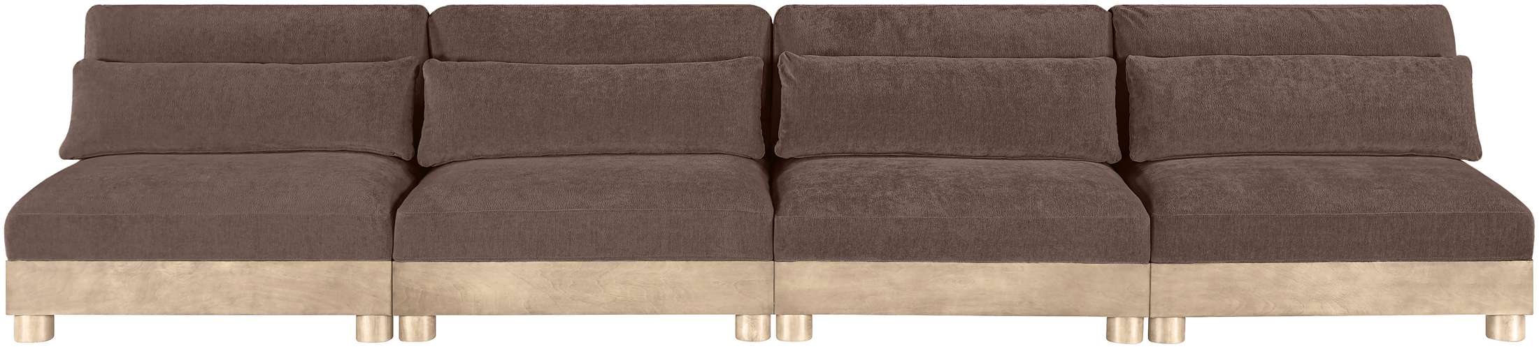 Meridian Furniture - Turin 160" Brown Chenille Fabric Upholstered 4pc. Modular Sofa - 612Brown-S4B - GreatFurnitureDeal