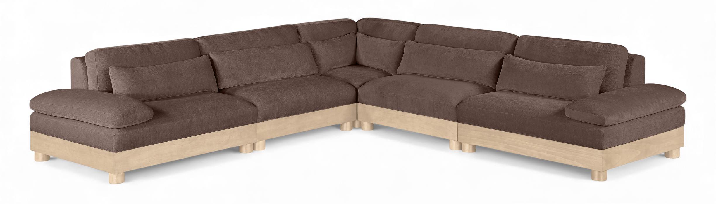 Meridian Furniture - Turin 127.75" Brown Chenille Fabric Upholstered 5pc. Modular Sectional - 612Brown-Sec5B - GreatFurnitureDeal