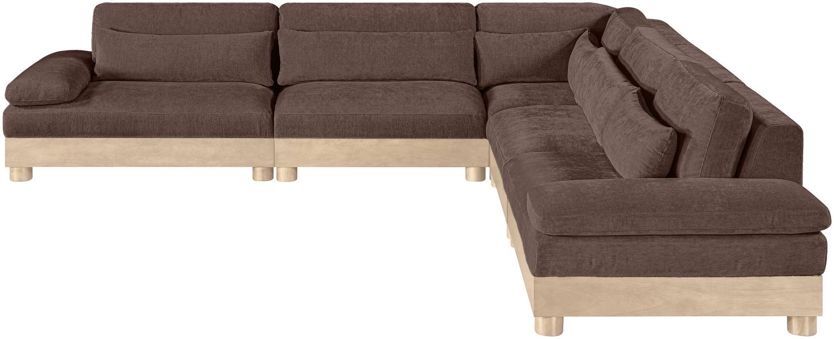 Meridian Furniture - Turin 127.75" Brown Chenille Fabric Upholstered 5pc. Modular Sectional - 612Brown-Sec5B - GreatFurnitureDeal