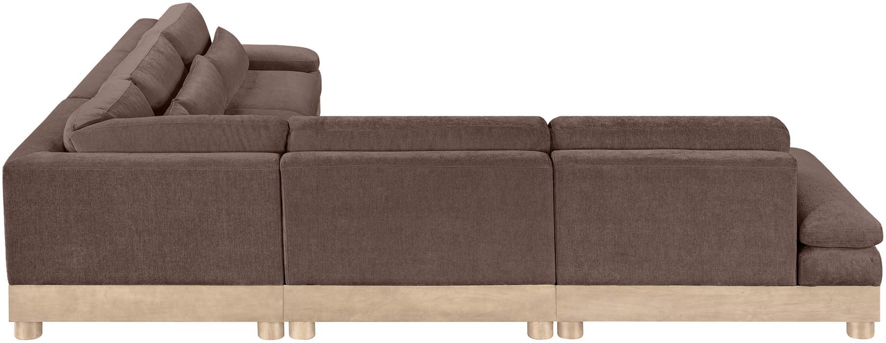 Meridian Furniture - Turin 127.75" Brown Chenille Fabric Upholstered 5pc. Modular Sectional - 612Brown-Sec5B - GreatFurnitureDeal