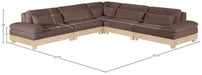 Meridian Furniture - Turin 127.75" Brown Chenille Fabric Upholstered 5pc. Modular Sectional - 612Brown-Sec5B - GreatFurnitureDeal
