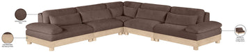 Meridian Furniture - Turin 127.75" Brown Chenille Fabric Upholstered 5pc. Modular Sectional - 612Brown-Sec5B - GreatFurnitureDeal