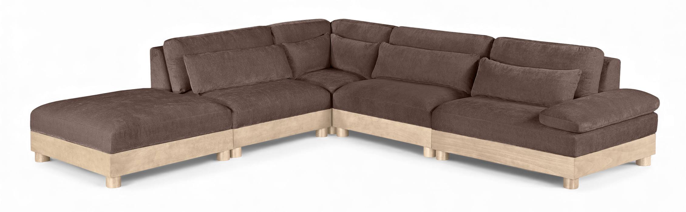 Meridian Furniture - Turin 127.75" Brown Chenille Fabric Upholstered 5pc. Modular Sectional - 612Brown-Sec5D - GreatFurnitureDeal