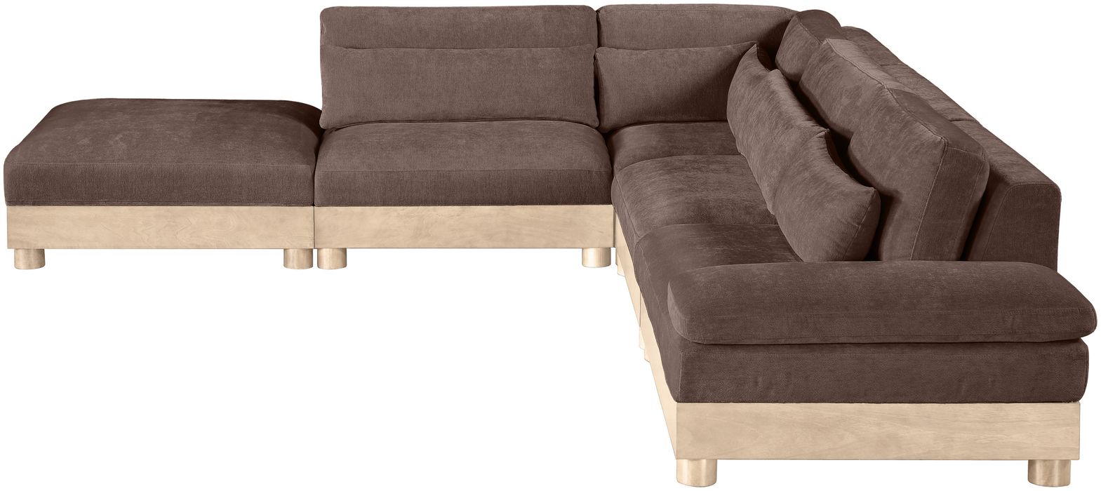 Meridian Furniture - Turin 127.75" Brown Chenille Fabric Upholstered 5pc. Modular Sectional - 612Brown-Sec5D - GreatFurnitureDeal