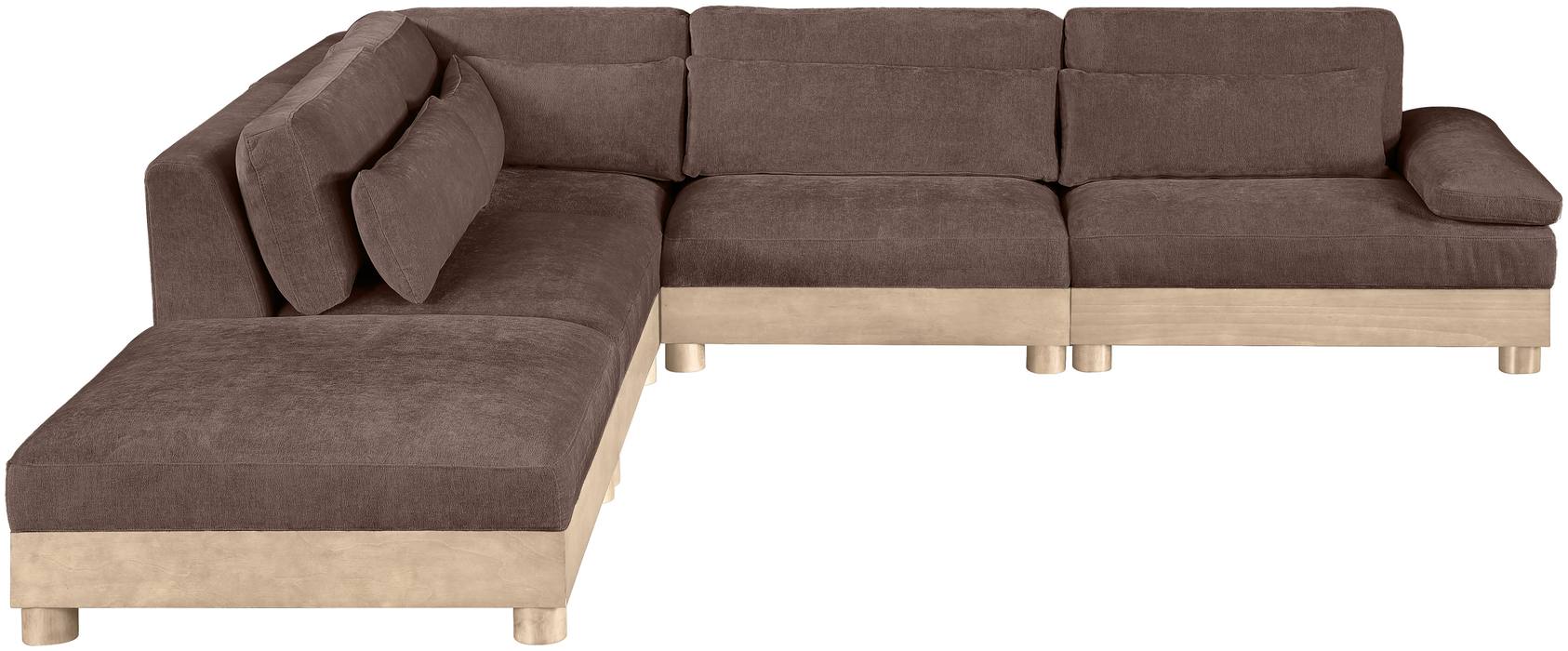 Meridian Furniture - Turin 127.75" Brown Chenille Fabric Upholstered 5pc. Modular Sectional - 612Brown-Sec5D - GreatFurnitureDeal