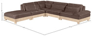 Meridian Furniture - Turin 127.75" Brown Chenille Fabric Upholstered 5pc. Modular Sectional - 612Brown-Sec5D - GreatFurnitureDeal