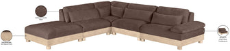 Meridian Furniture - Turin 127.75" Brown Chenille Fabric Upholstered 5pc. Modular Sectional - 612Brown-Sec5D - GreatFurnitureDeal