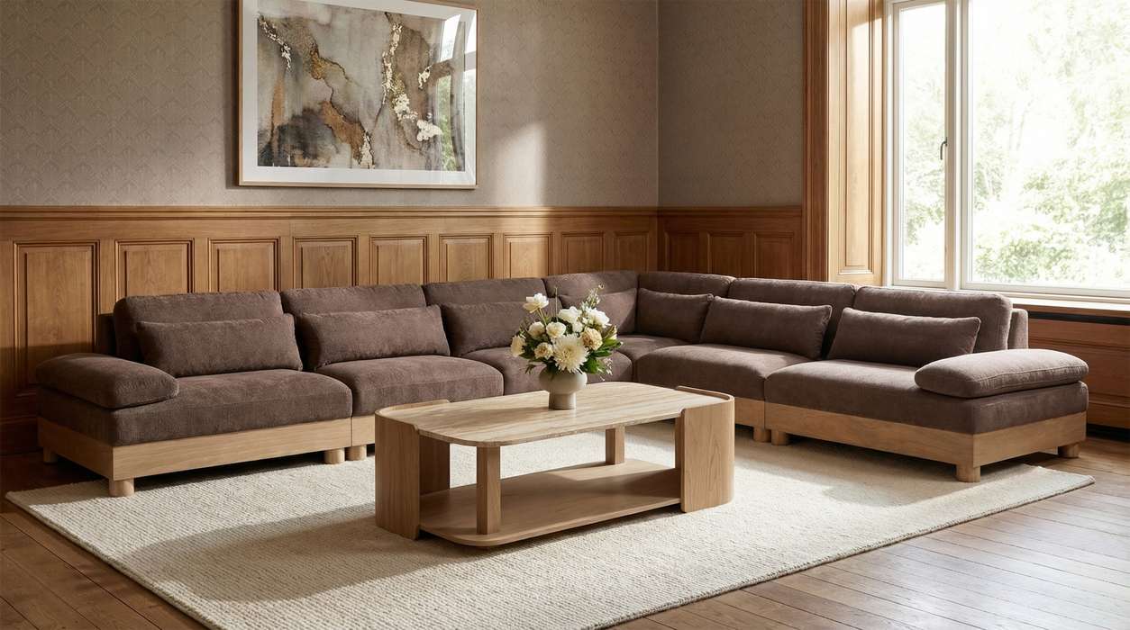 Meridian Furniture - Turin 167.75" Brown Chenille Fabric Upholstered 6pc. Modular Sectional - 612Brown-Sec6A - GreatFurnitureDeal