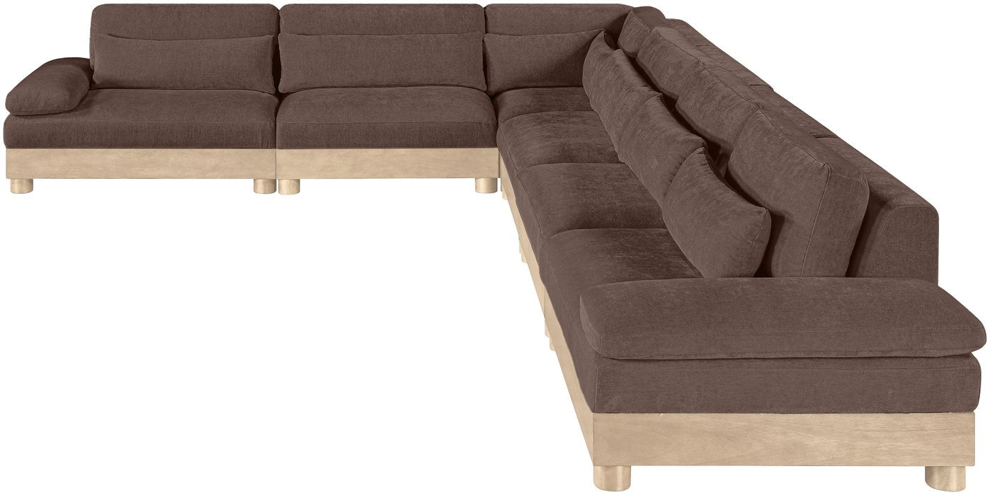 Meridian Furniture - Turin 167.75" Brown Chenille Fabric Upholstered 6pc. Modular Sectional - 612Brown-Sec6A - GreatFurnitureDeal