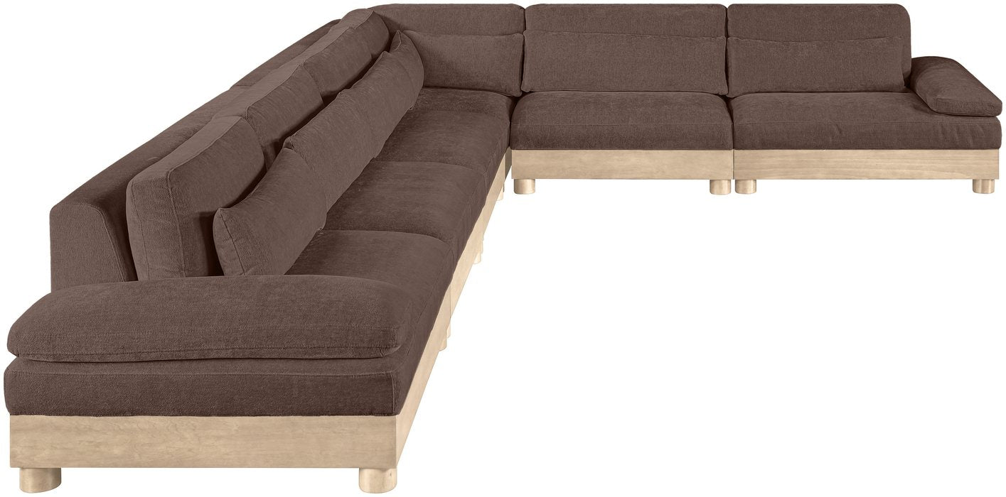 Meridian Furniture - Turin 167.75" Brown Chenille Fabric Upholstered 6pc. Modular Sectional - 612Brown-Sec6A - GreatFurnitureDeal