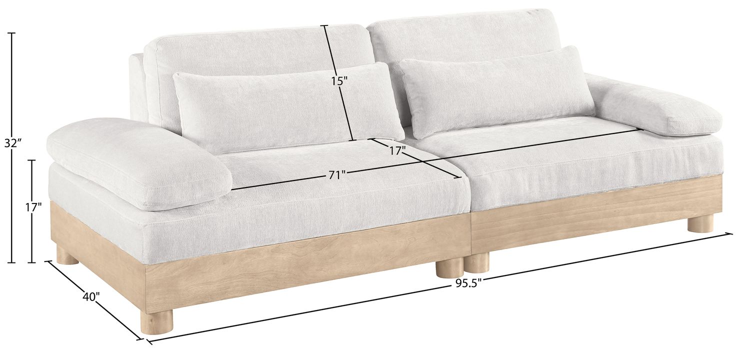 Meridian Furniture - Turin 95.5" Cream Chenille Fabric Upholstered 2pc. Modular Sofa - 612Cream-S2A - GreatFurnitureDeal