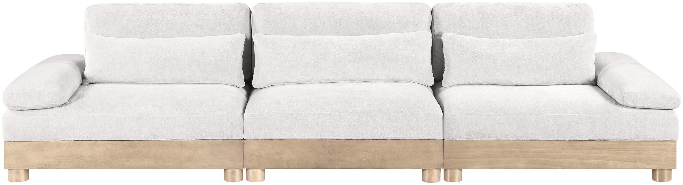 Meridian Furniture - Turin 135.5" Cream Chenille Fabric Upholstered 3pc. Modular Sofa - 612Cream-S3A - GreatFurnitureDeal