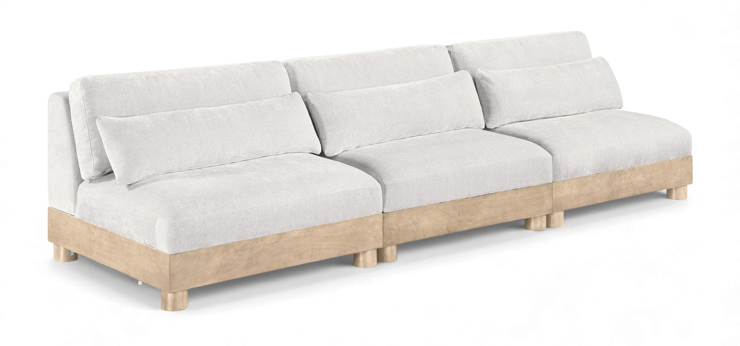 Meridian Furniture - Turin 120" Cream Chenille Fabric Upholstered 3pc. Modular Sofa - 612Cream-S3B - GreatFurnitureDeal