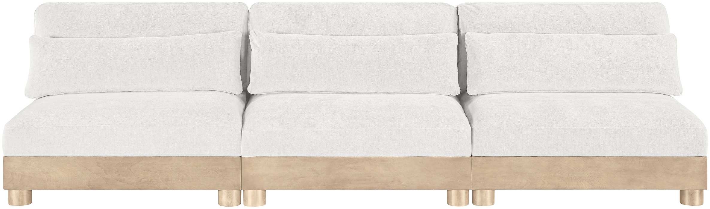 Meridian Furniture - Turin 120" Cream Chenille Fabric Upholstered 3pc. Modular Sofa - 612Cream-S3B - GreatFurnitureDeal