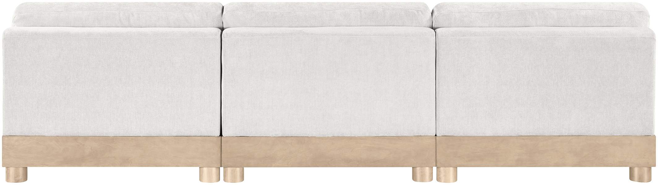 Meridian Furniture - Turin 120" Cream Chenille Fabric Upholstered 3pc. Modular Sofa - 612Cream-S3B - GreatFurnitureDeal