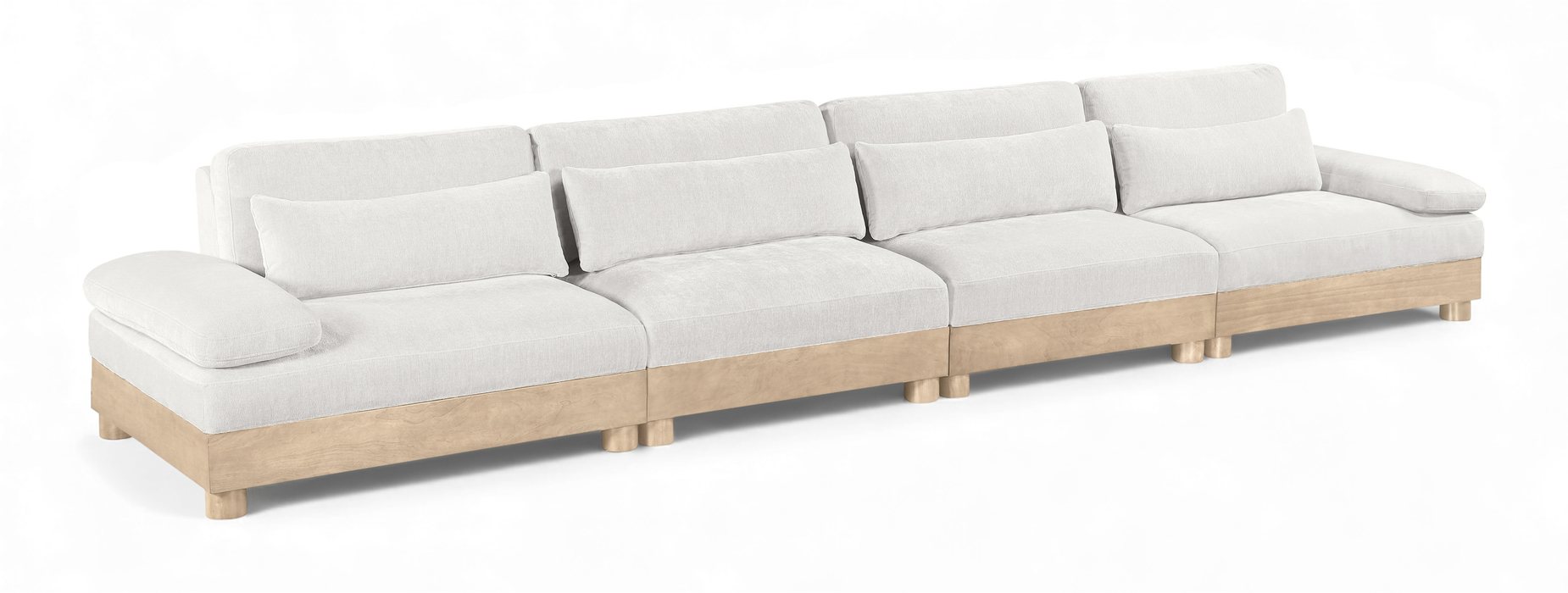 Meridian Furniture - Turin 175.5" Cream Chenille Fabric Upholstered 4pc. Modular Sofa - 612Cream-S4A - GreatFurnitureDeal