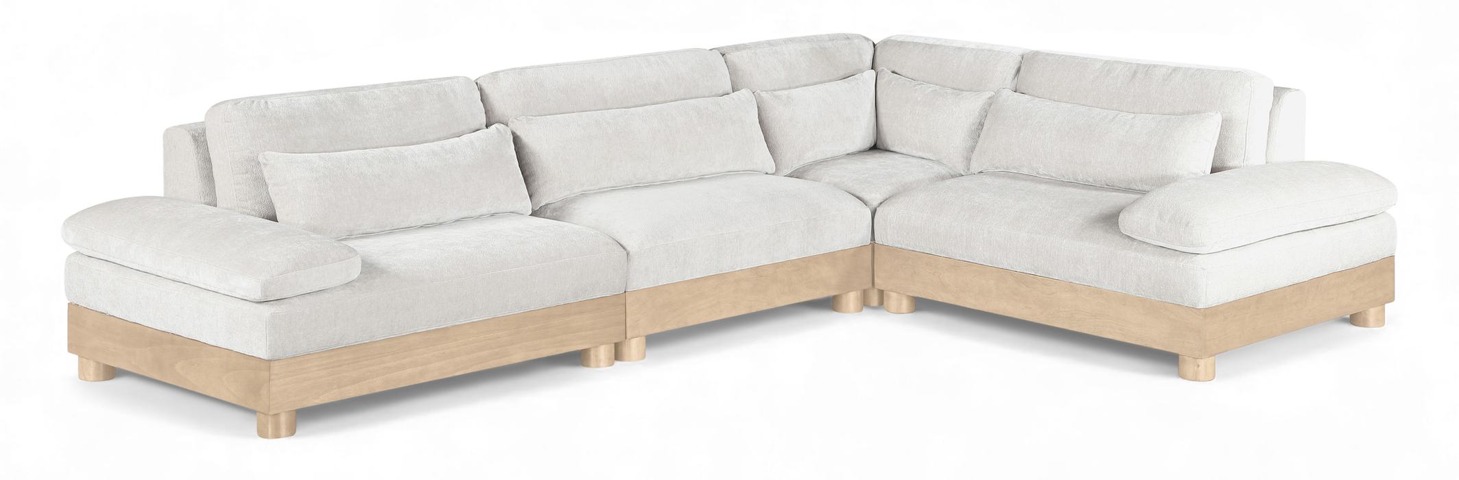 Meridian Furniture - Turin 127.75" Cream Chenille Fabric Upholstered 4pc. Modular Sectional - 612Cream-Sec4A - GreatFurnitureDeal