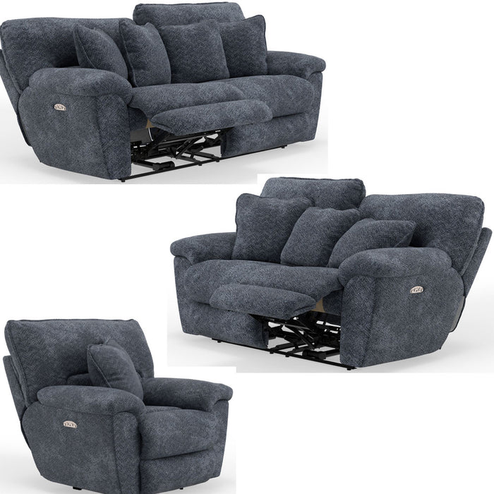 Catnapper - Paxon 3 Piece Power Headrest Reclining Living Room Set in Smoke - 61481-82-80-SMOKE - GreatFurnitureDeal