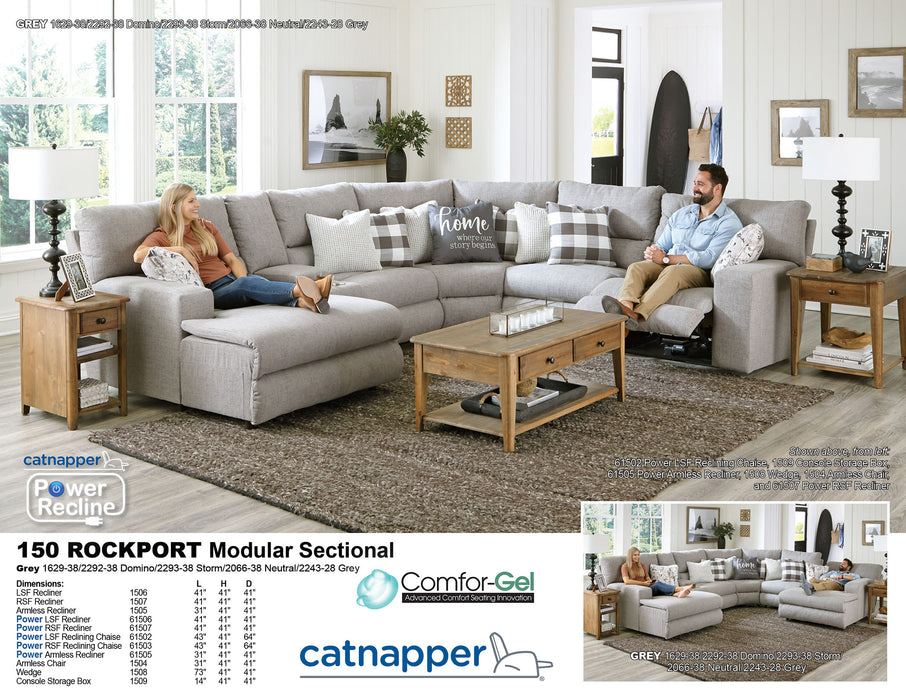 Catnapper - Rockport 6 Piece Power Modular Sectional in Gray - 61502-1509-61505-1508-61505-61507-GRAY - GreatFurnitureDeal