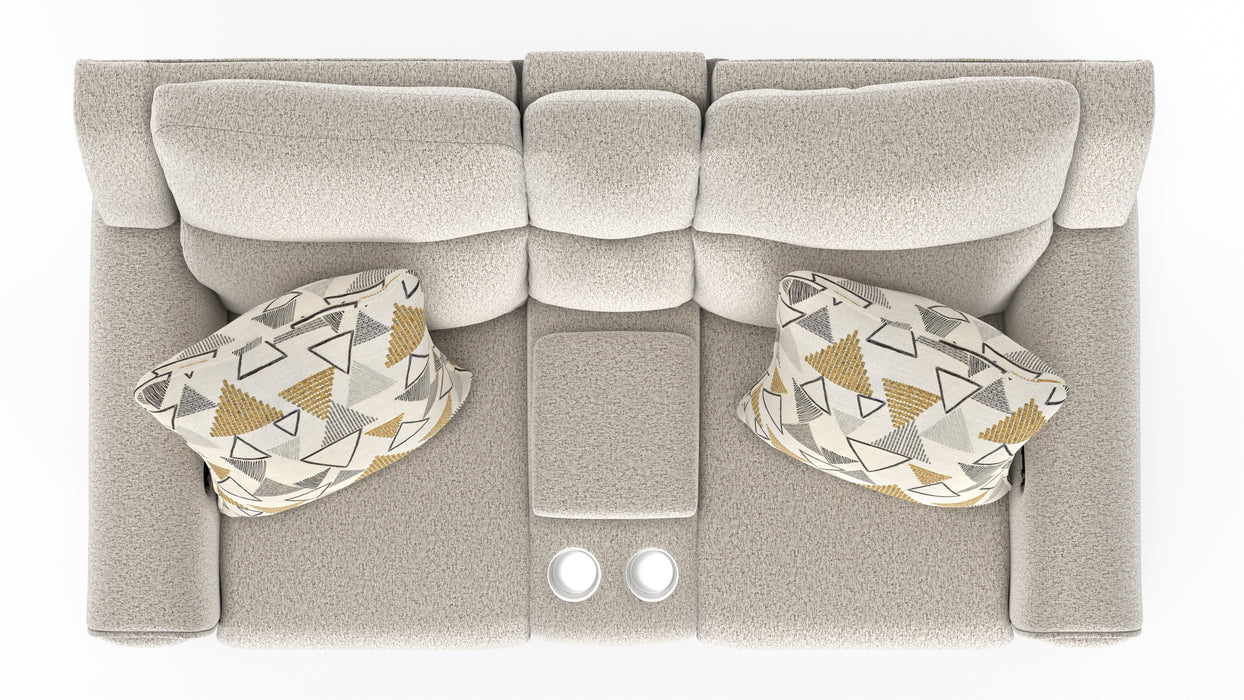 Catnapper - Micah Power Headrest Power Deep Seat Reclining Console Loveseat in Oatmeal - 61549-OATMEAL - GreatFurnitureDeal