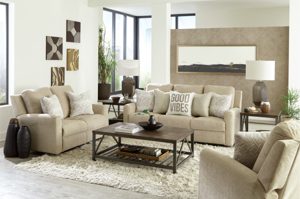 Catnapper - Calvin 2 Piece Power Reclining Sofa Set in Putty/Sand - 61631-32-PUTTY