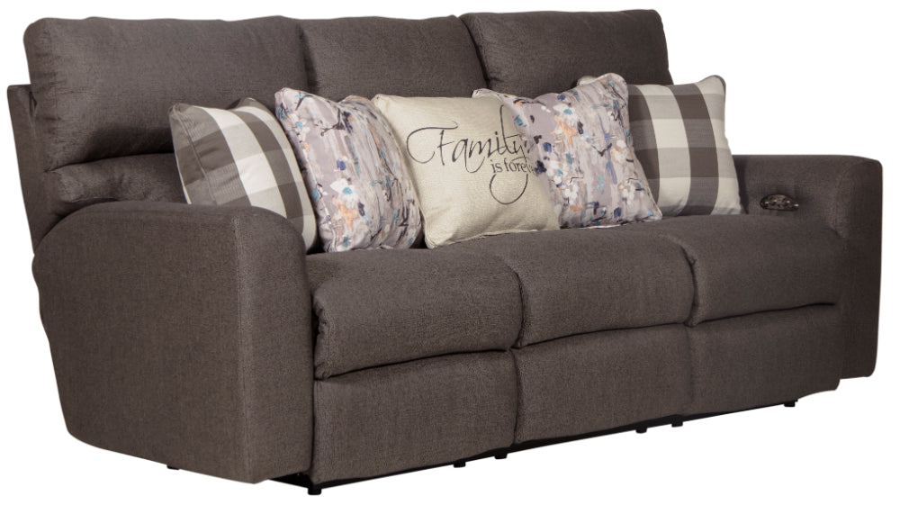 Catnapper - Searsport Power Headrest Reclining Sofa in Metal/Charcoal - 61801-METAL - GreatFurnitureDeal