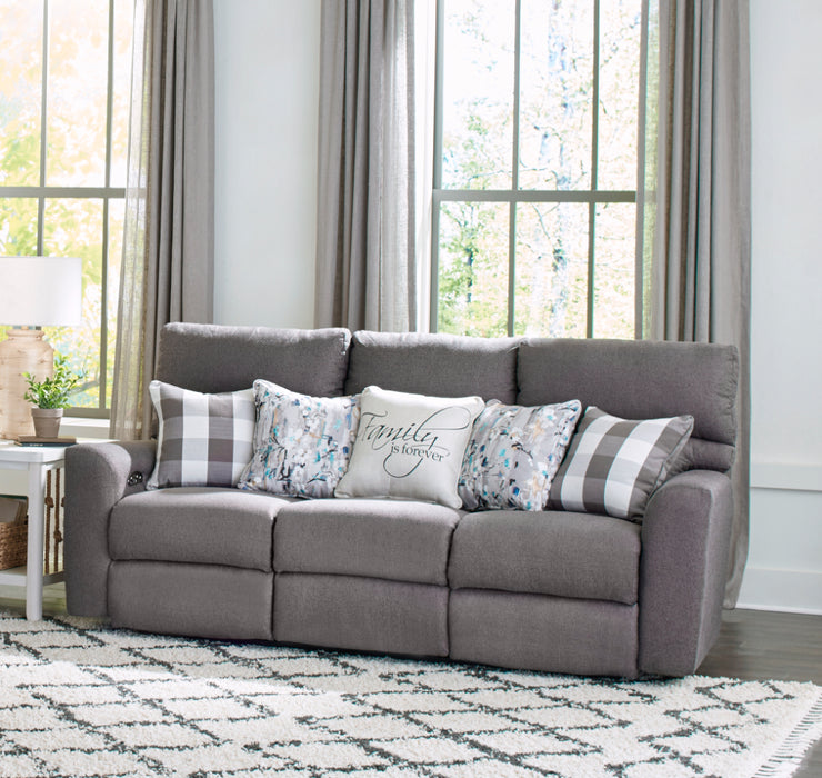 Catnapper - Searsport Power Headrest Reclining Sofa in Metal/Charcoal - 61801-METAL - GreatFurnitureDeal