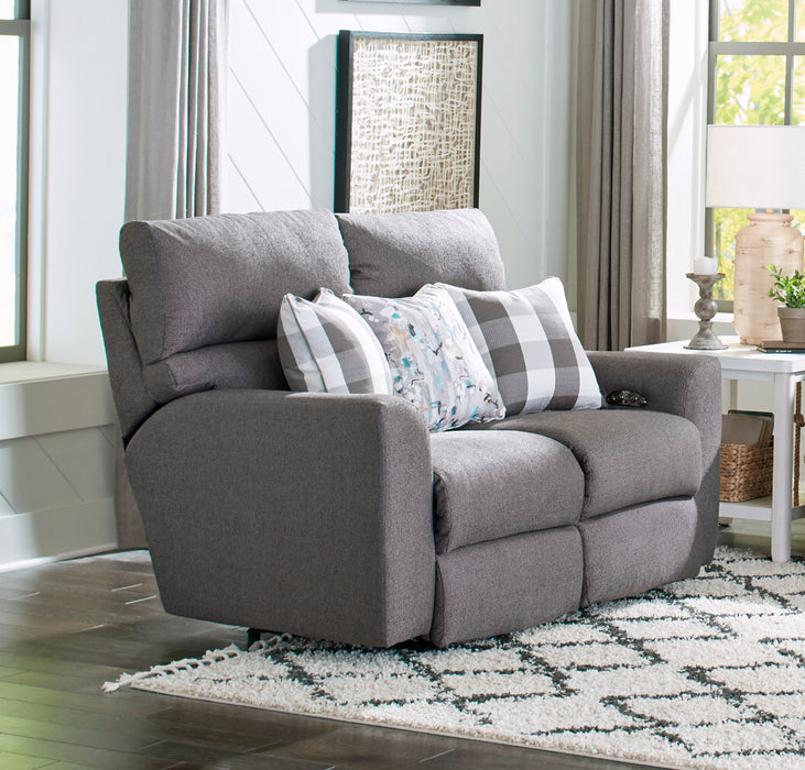 Catnapper - Searsport 2 Piece Power Headrest Reclining Sofa Set in Metal/Charcoal - 61801-02-METAL