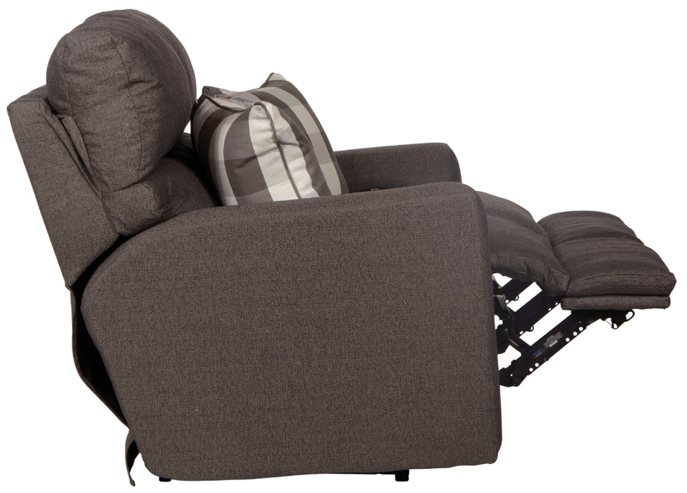 Catnapper - Searsport Power Headrest Reclining Loveseat in Metal/Charcoal - 61802-METAL - GreatFurnitureDeal