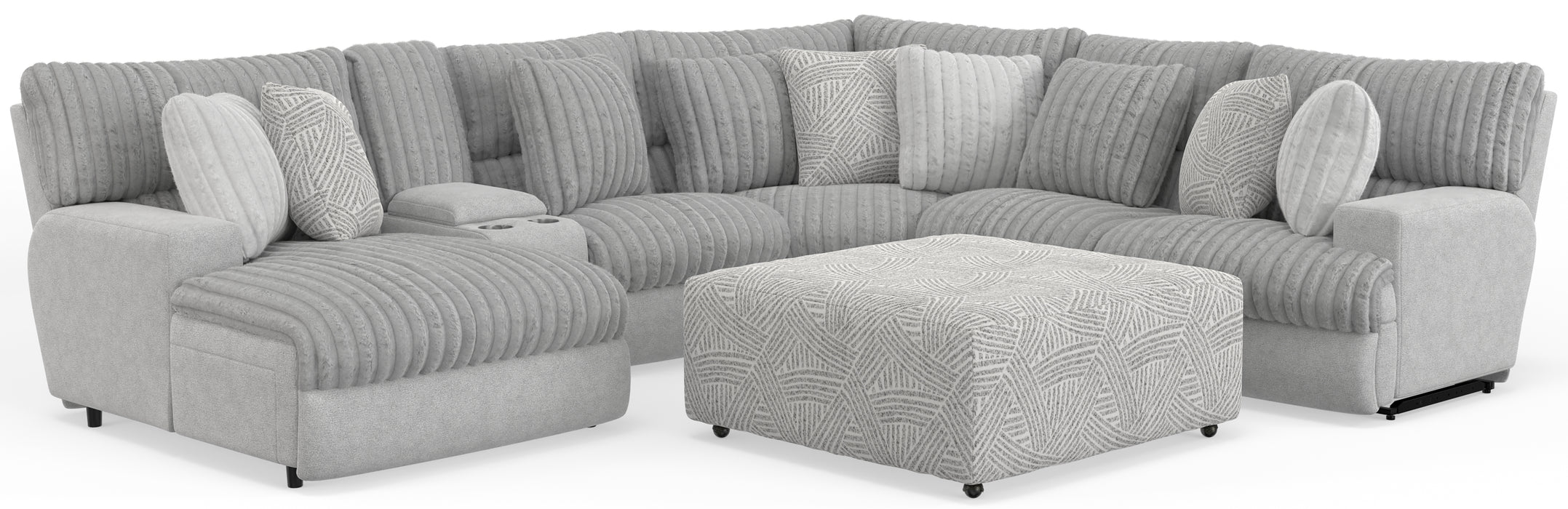 Catnapper - Abraxas 6 Piece Power Sectional Sofa in Moonstruck - 61932-1939-1934-1938-1934-61937-MOON - GreatFurnitureDeal