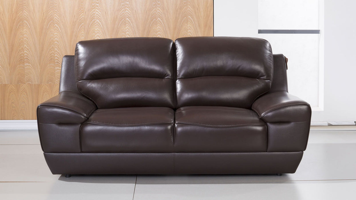 American Eagle Furniture - EK018 Dark Brown Italian Leather Loveseat - EK018-DB-LS - GreatFurnitureDeal