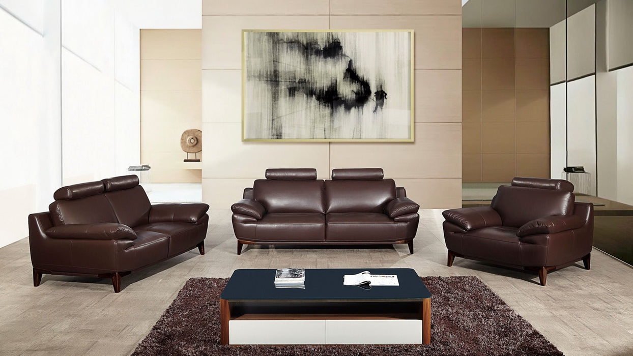 American Eagle Furniture - EK028 Dark Brown Italian Full Leather Sofa - EK028-DC-SF - GreatFurnitureDeal