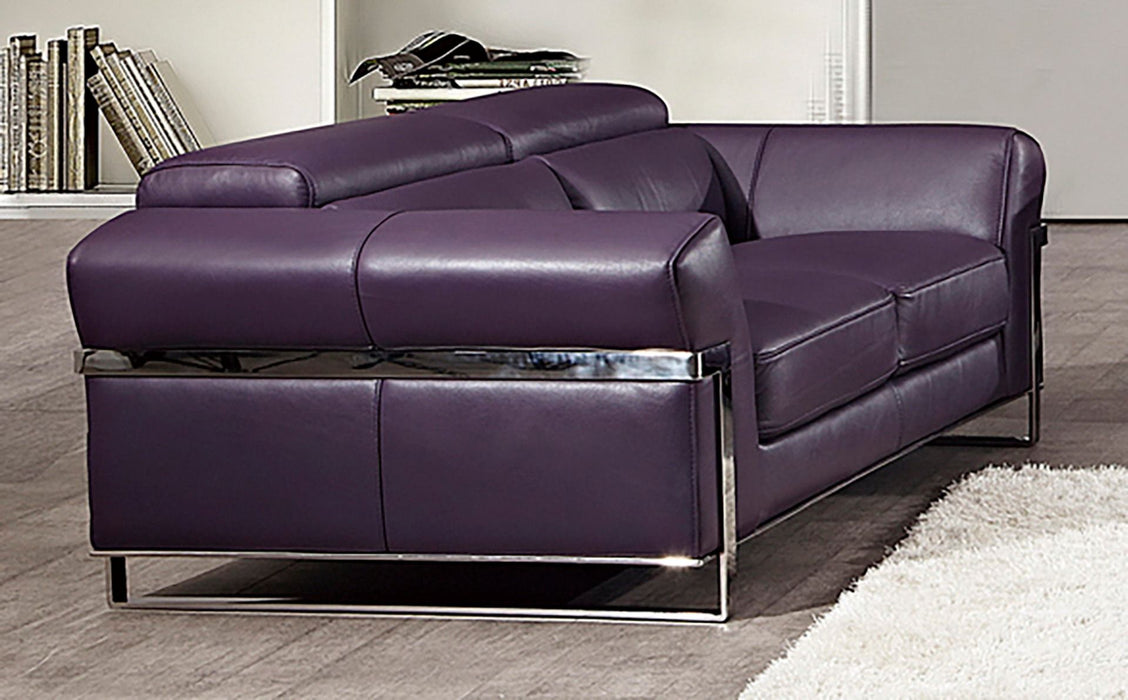 American Eagle Furniture - EK012 Purple Italian Full Leather Loveseat - EK012-PUR-LS - GreatFurnitureDeal
