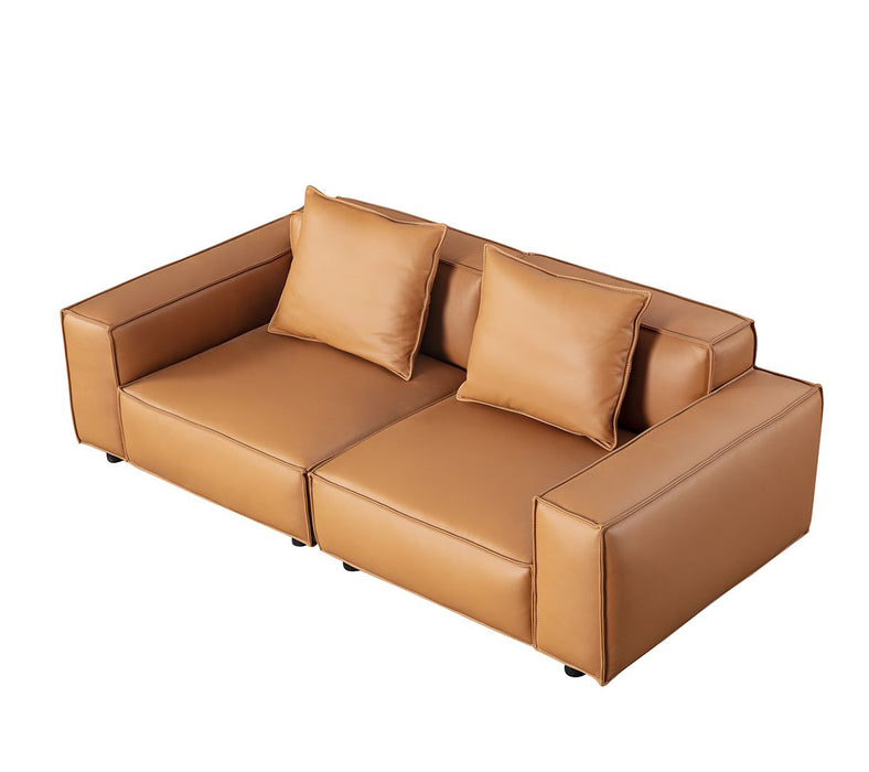 American Eagle Furniture - EK8008 Medium Brown Full Leather Loveseat - EK8008-MB-LS - GreatFurnitureDeal