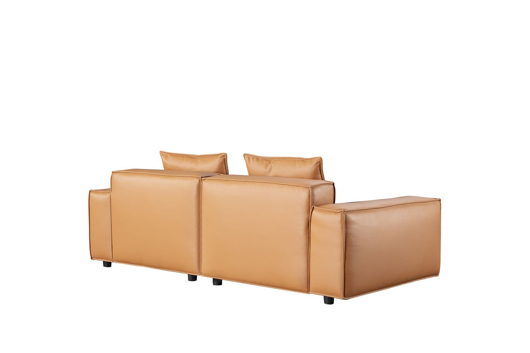 American Eagle Furniture - EK8008 Medium Brown Full Leather 3 Piece Living Room Set - EK8008-MB-SLC