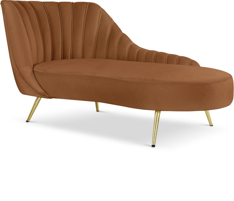 Meridian Furniture - Margo Saddle Velvet Upholstered Chaise Lounge - 622Saddle-Chaise - GreatFurnitureDeal