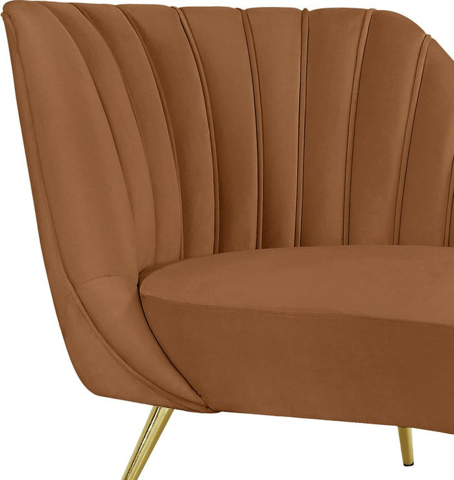 Meridian Furniture - Margo Saddle Velvet Upholstered Chaise Lounge - 622Saddle-Chaise - GreatFurnitureDeal