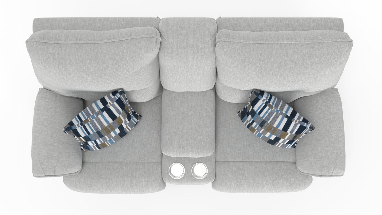 Catnapper - Lenny Power Lay Flat Reclining Console Loveseat in Winter - 62579-WINTER - GreatFurnitureDeal