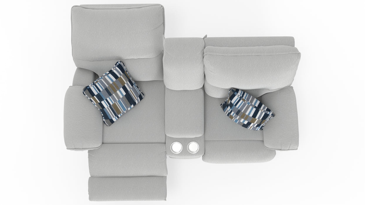 Catnapper - Lenny Power Lay Flat Reclining Console Loveseat in Winter - 62579-WINTER - GreatFurnitureDeal