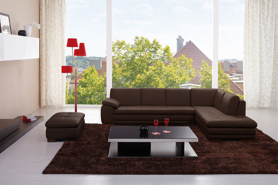 J&M Furniture - 625 Italian Leather RHF Sectional Sofa with Ottoman in Brown - 17544311331-RHF-OT